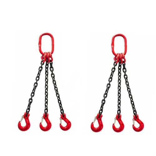 Chaînes de levage robustes avec crochets réglables, capacité de 3 tonnes, idéales pour le remorquage et la manutention de matériaux
