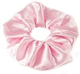 Mytoptrendz® Grand chouchou luxueux en satin lisse et soyeux uni pour queue de cheval - Sans traces - Pour filles et femmes - Cheveux épais et bouclés - Rose clair