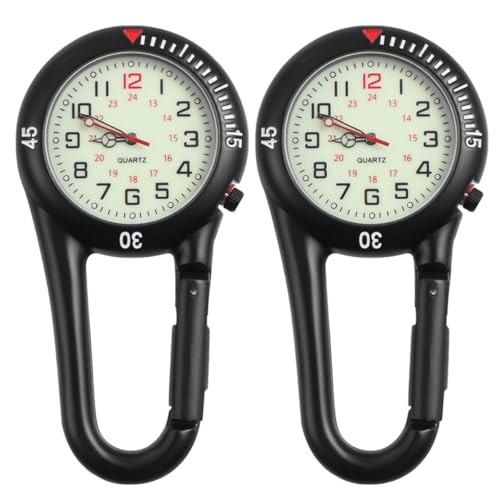 Montre à Quartz à Clip ORFOFE Lot de 2 Cadrans Noirs Fluorescents pour Sac à Dos