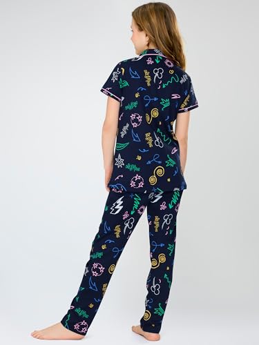 Image of ZEYO Night Suit for Girl's Printed Cotton Night Dress of Shirt and Joggers Set 5532