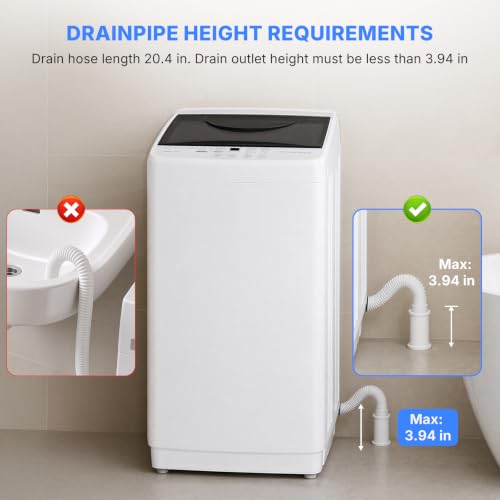 Portable Washing Machine, 1.06 Cu.Ft. Full-Automatic Laundry Machine with Child Safety Lock, 10 Wash Cycles & 3 Water Levels, 7.7 LBS Compact Washer for Apartment Dorm RV Camping, White - Image 3