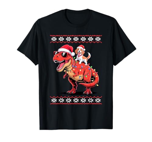 Christmas English Cocker Spaniel T-Rex Dinosaur T-Shirt