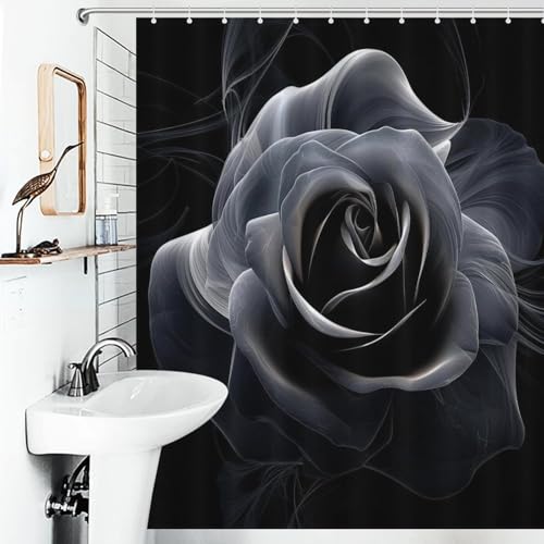 Rose rideau de douche imperméable 60x72Inch lavable et durable