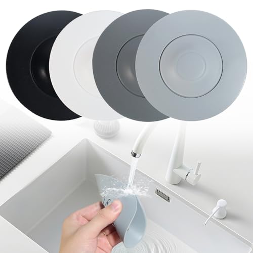 Tapón de Desagüe Universal con Función de Tamiz, Tapón de Bañera de Silicona & Tapón de Lavabo, Insert de Tamiz 4-en-1 para Fregadero, Ducha, Bañera (Paquete de 4, Tonos de Gris)