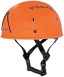 C.A.M.P. - Rockstar - 53-62 cm - Naranja: Interior de polietileno sujeto sin remaches, casquete externo de polipropileno Sistema de regulación deslizable Barboquejo con relleno Portafrontal Conforme a la norma EN 12492
