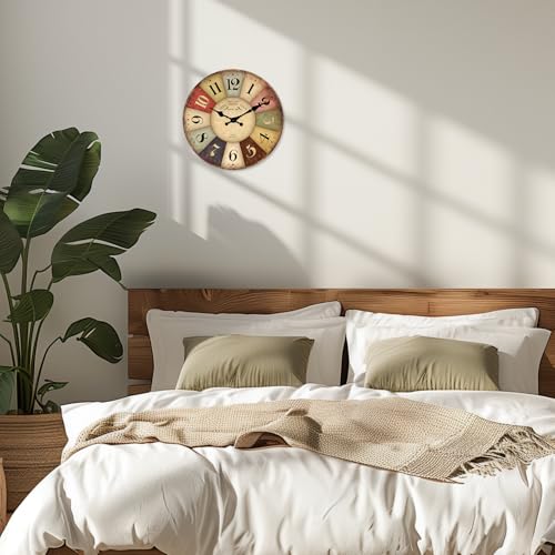 Farmhouse Wooden Wall Clocks Battery Operated 10 Inch - Image 2