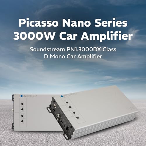 Image of SOUNDSTREAM Picasso Nano PN1.3000DX Monoblock Class D Car Stereo Amplifier - 1 Channel 3000W Compact Digital Amp with Wired Bass Control & High-Level Inputs for Subwoofers & Speakers (Renewed)