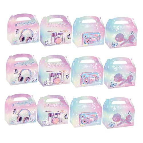Warmhm 12 Pièces Boîtes à Dragées Thème Musique Réutilisables Légères Résistantes pour Mariage Anniversaire Fête avec Motifs Notes et Batterie...