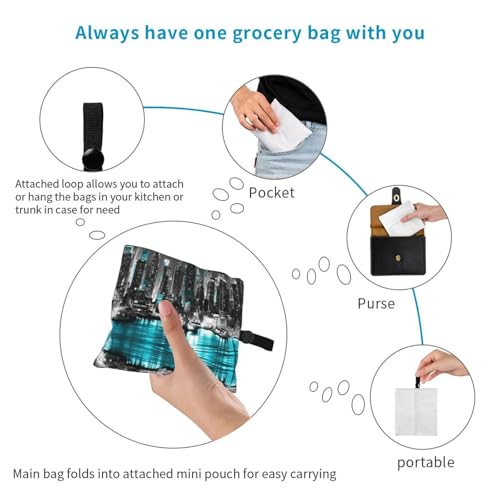 New York Paintings Print Grocery Shopping Bags Reusable With Flowers Plant Lover Gifts Shopping Bag Lightweight Foldable Bag 7