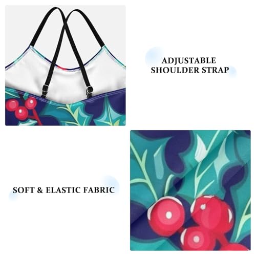 KLL Christmas Holly Leaves Toddler Girl 1 Piece Swimsuit Summer Swimming Suits Adjustable Strap Quick Dry3