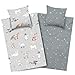 Produktbild Aminata kids Biber Bettwäsche 135x200 Kinder Pinguin Eisbär Hirsch Baumwolle, Reißverschluss, Kinderbettwäsche mit Winter-Motiv, warm, weich & kuschelig
