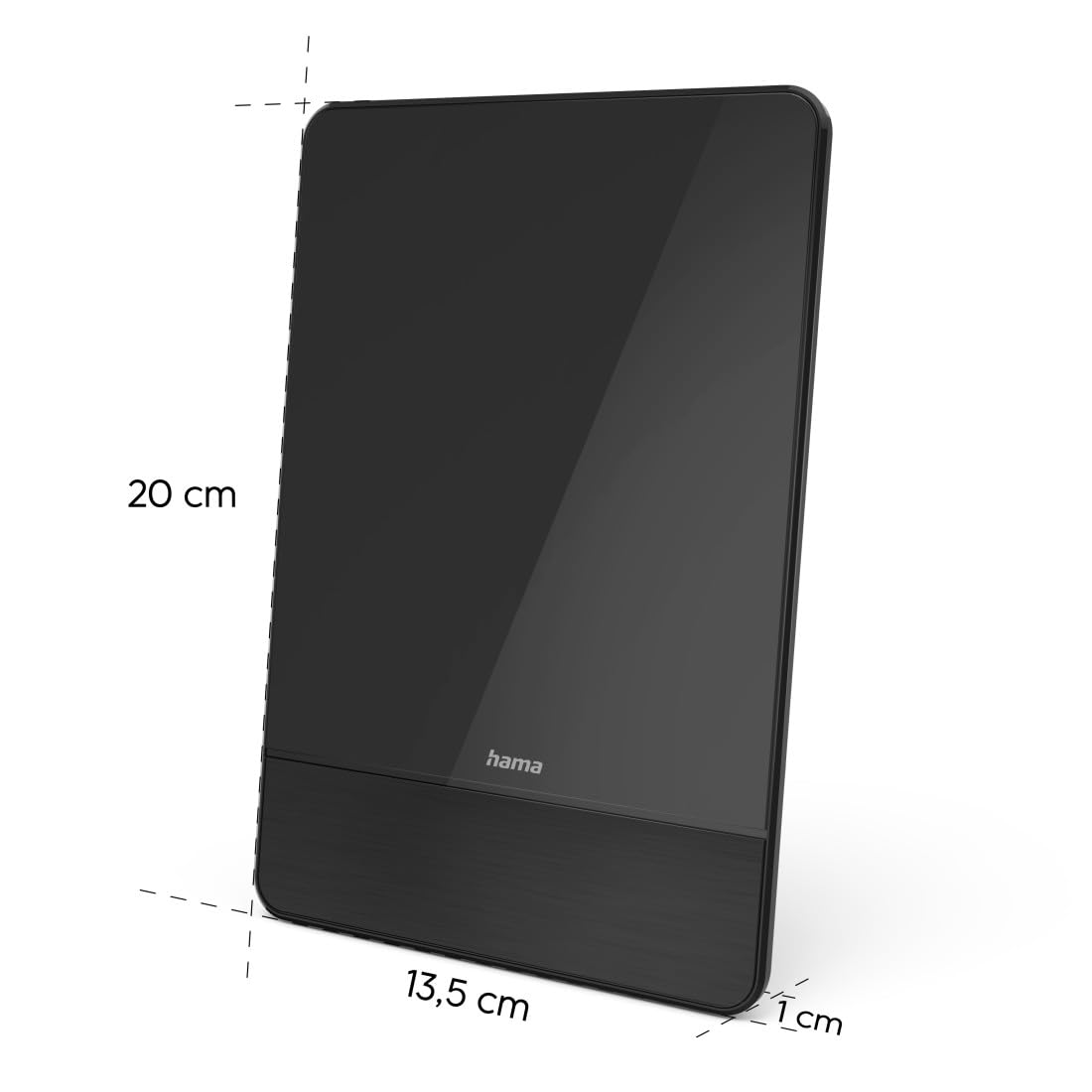 Hama Antenna da camera "Pro", attiva (ricezione di DVBT, DVBT2, antenna da camera per TV, guadagno automatico, filtro LTE 5G, piatto, alimentazione tramite USB), colore nero