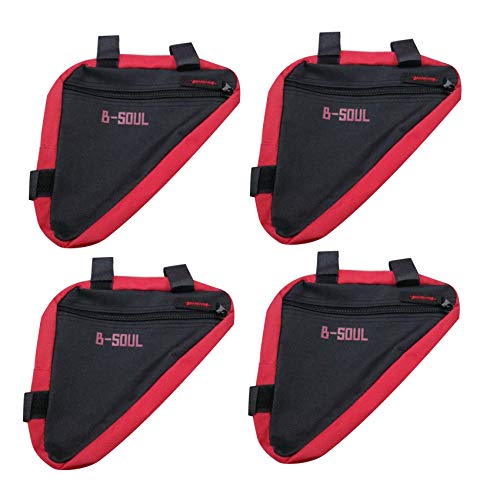 Bloepum 4PCS Bicycle Triple-Cornered Bag Waterproof Bike Saddle Bag Outdoor Riding Front Tube Frame Front Bag