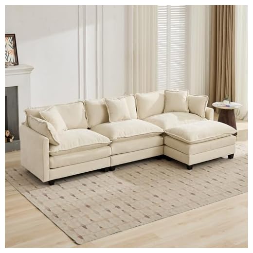 111.5" Beige Modular Sectional Sofa