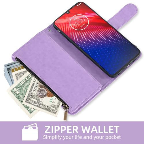 Coque rabat Moto Z4 Force Asuwish multi-usage avec clapet aimanté et verre