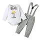 Borlai Baby Junge 1. Geburtstag Outfits Fliege Strampler Hosenträger Hosen Gentleman Kleidung Set