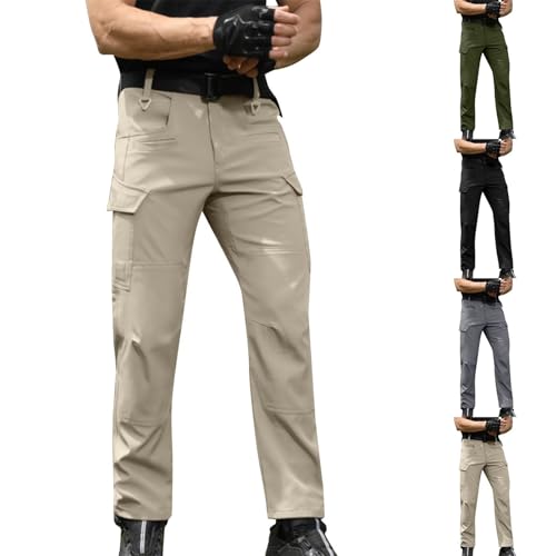 Pantalones de combate para hombre, con muchos bolsillos, pantalones de invierno de pierna recta para hombre, overol de pierna ancha con dobladillo abierto, pantalones cargo masculinos de ajuste