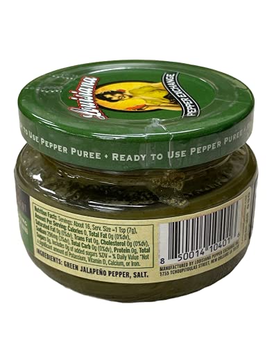 Image of Louisiana Pepper Exchange Green Jalapeno Pepper Puree Sauce Salsa, Hot Spicy Flavor Seasoning, Plant-Based, Gluten-Free, Replaces Diced Jalapenos, 4 oz