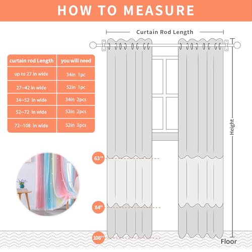 Image of XiDi Girls Room Decro, Blackout Curtains for Kids Bedroom, Colorful Rainbow Style, Unicorn Wall Decor Ombre Curtains, Princess Room 63 Inches Long Pink /Blue
