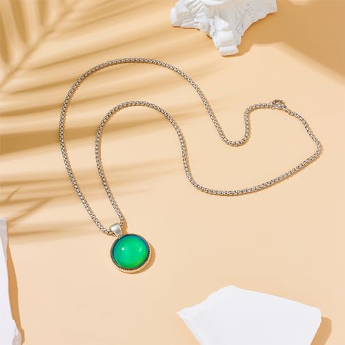 Round Shaped Temperature Sensing Color Changing Pendant Mood Necklace3