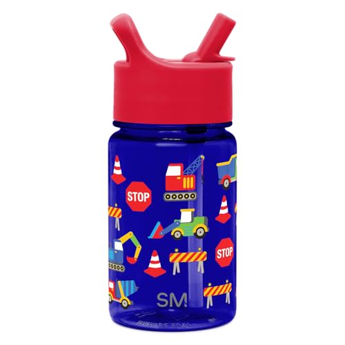 Image of Simple Modern Kids Water Bottle Plastic BPA-Free Tritan Cup with Leak Proof Straw Lid | Reusable and Durable for Toddlers, Boys | Summit Collection | 12oz, Under Construction