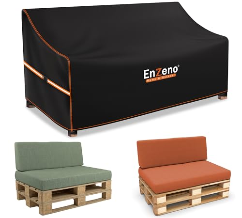 Enzeno Palettenmöbel Abdeckung 138x99x80/40cm für Gartenbank Abdeckung,2-Sitzer Paletten Sofabezug Gartensofa Abdeckhauben wasserdicht aus 420D Oxford Gewebe