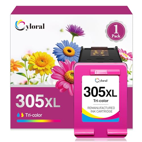Cyloral 305XL Ink Cartridges Compatible with HP 305 305 XL (Tri-Colour) work with DeskJet 2800e 2810e 2820e 4200e 4220e 2710 2700 4130e DeskJet Plus 4100 Envy 6000 Envy Pro 6400 6430 Printer (1 pack)