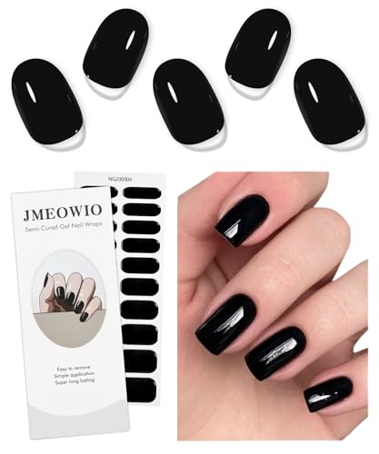 JMEOWIO Gel semicurado de autocolantes preto Halloween gel semi-curado Nail Art Stickers decoração