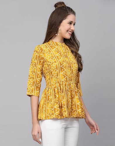 Image of Bollyclues Women's Crepe Bandhni Printed Peplum Top(BC-to)