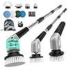 YKYI Electric Spin Scrubber, 8 Brush Heads, Adjustable Speed, Long Handle Power Cleaner for Bathroom, Bathtub, Tile