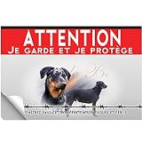 Autocollant Attention au chien beauceron arlequin