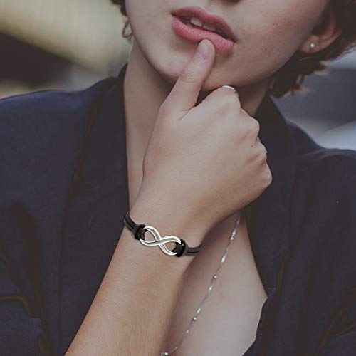 OIDEA Mens Womens Couples Stainless Steel Infinity Symbol Leather Bracelet,Fit for 6-8.1Inch Bracelet4