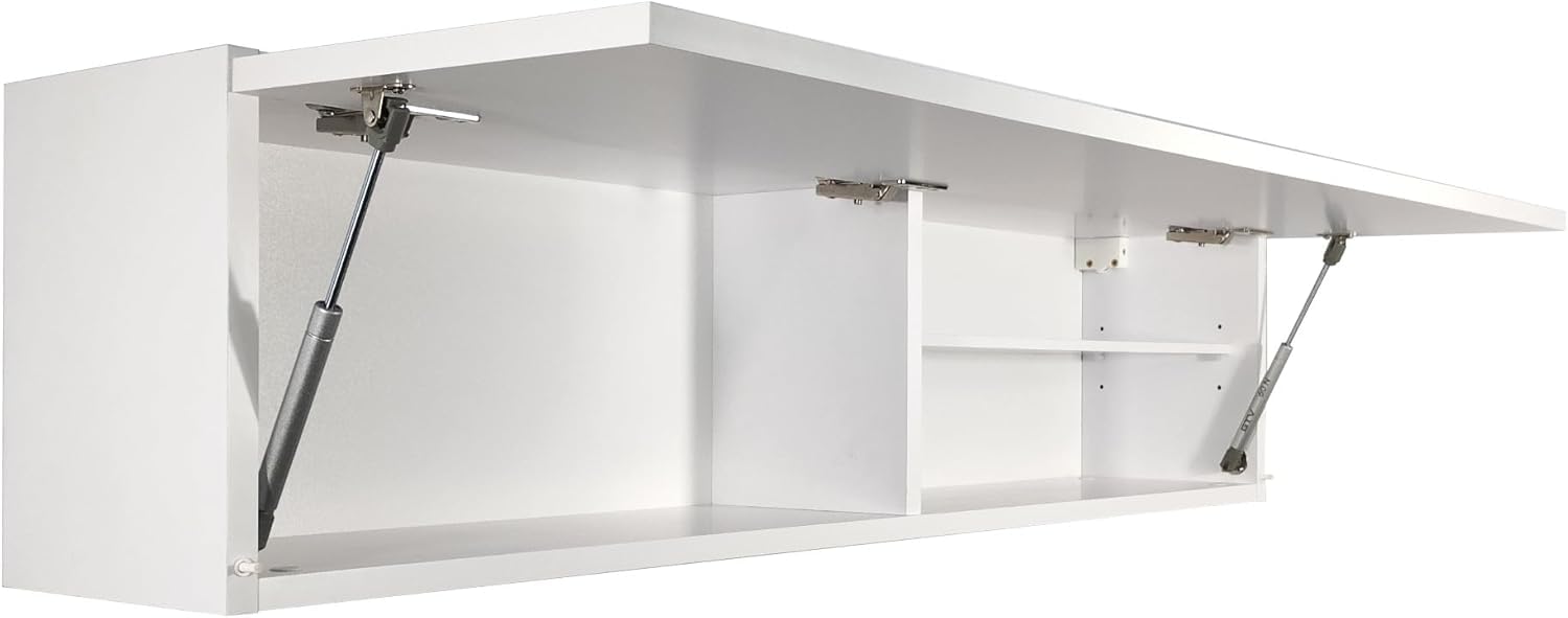 Armoire de Salle de Bain Meuble Modèle Laura Suspendue 30 x 120 x 23 cm Blanc Mat Pliable Murale Commode Moderne Chambre de Rangement Compartiments, Portes Télescopiques