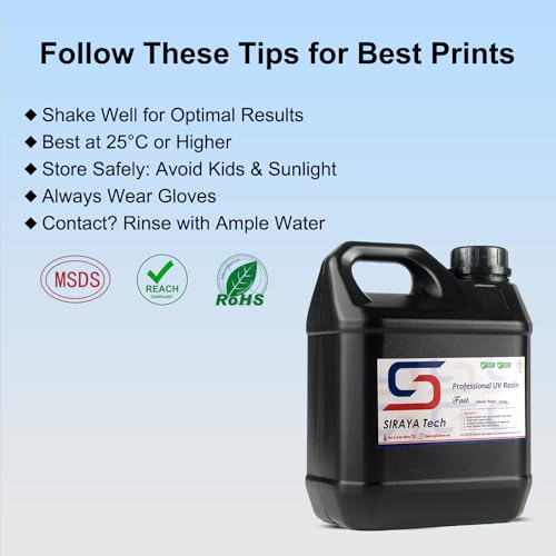 Image of Siraya Tech Fast ABS-Like 3D Printer Resin 405nm UV-Curing Non-Brittle High Precision 3D Printing Liquid Standard Photopolymer Resin for LCD DLP 3D Printing 8K Capable (Smoky Black, 2kg)