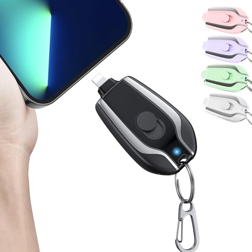Keychain Portable Charger for iOS, 2200mAh Mini Emergency Power Pod,External Fast Charging Power Bank Battery Pack,Cell Phone Charger for 14,13,12,11,Plus,Pro,Max,XS,XR,X,8,7,6,6s,5,4,Black 12