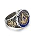 INRENG Men's Stainless Steel Vintage Freemason Masonic Biker Rings Blue Free and Accepted Masons Ring Band Gold Size 10