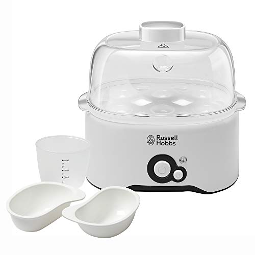 Russell Hobbs REG300-300 Watts Fully Automatic Egg Cooker with Egg Cooking Rack, 2 Poaching Pans and Measuring Cup (White) with 2 Years... - Image 3