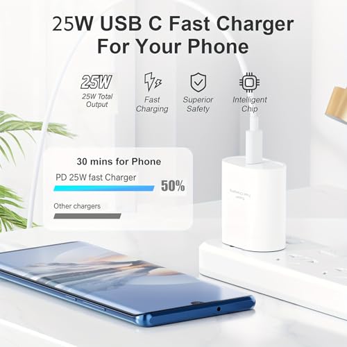 Image of Original 25w | Wall Adapter | Intelligent Voltage | Durable Build Quality | Compatible with Samsng Galaxy A42 A52 A52 5G A72 M42 M52 M62 F62 F41 F22 - White