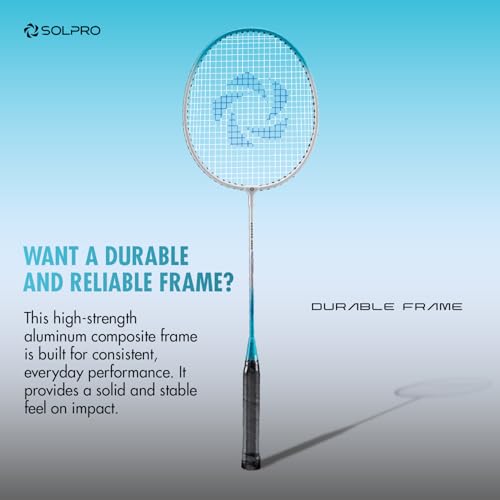 Image of SOLPRO VORTEK 3000 Badminton Racket Set (2 Pcs) with 3 Shuttlecocks for Beginners & Intermediate, Adult & Kids with Full Cover Bag, Lightweight Durable Racket for Practice & Match (White /Blue)