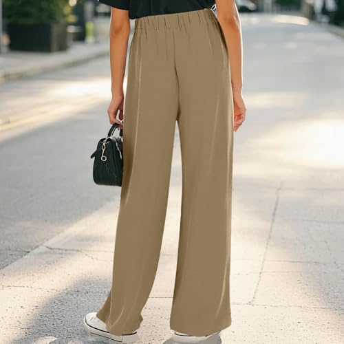 Teen Girls Cotton Linen Wide Leg Pants Drawstring Kids Oversized Lightweight Flowy Palazzo Pants Travel Lounge Long Pants3