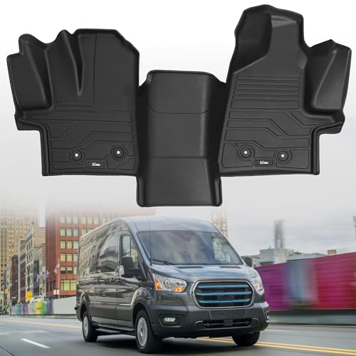 KARPAL Floor Mat Front Liner Fit for 2022-2024 2025 Ford Transit (All Models w/Vinyl Floors), Custom Fit TPE All Weather Ford Transit Front Accessories 1st Row Floor Liner - 1PCS