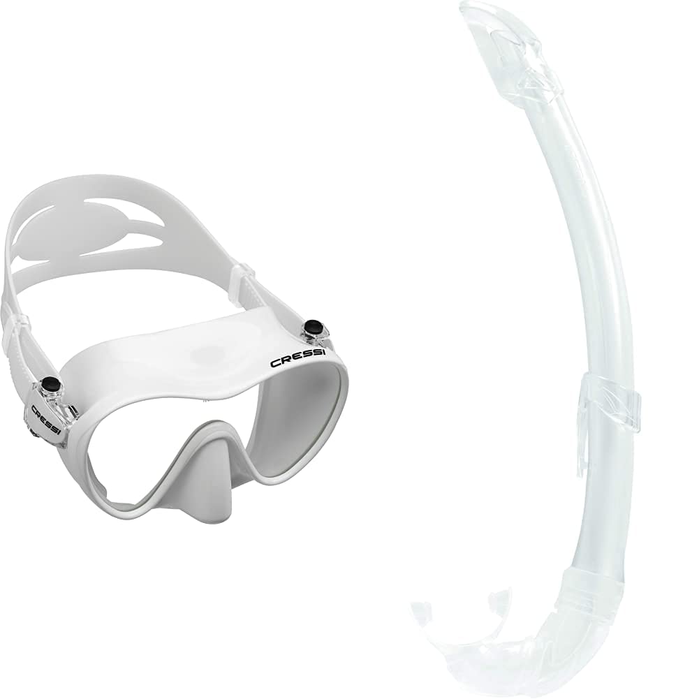 Cressi F1 Mask Máscara Monocristal Tecnología Frameless, Unisex, Blanco + Mexico Tubo De Snorkel, Unisex-Adult, Transparent