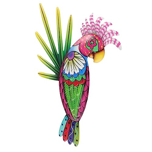 Pendentif perroquet en fer forgé, sculpture murale et déco d'oiseau
