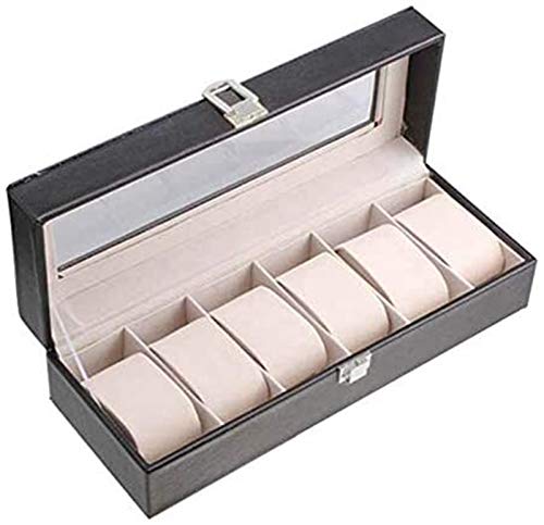 6 Slots PU-Leder Uhren Aufbewahrungsbox Display Fall, Armbanduhren Organizer Sortierbox, Schmuck Aufbewahrungskoffer, Uhren Lagergestell Halterung