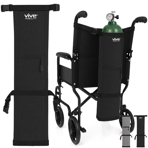 Vive Oxygen Tank Holder for Wheelchair - Portable Medical Cylinder Backpack for Travel - Carrier Accessories Bag for Walker, Rollator, Scooter - Case Fits Canister Sizes M2, M4, M6, M9, C, D, E