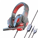 Hzoibyze Gaming Headset Cuffie da Gioco Auricolari Over-ear Microfono Ad Alta Sensibilità Suono Tridimensionale Comfort con Pad in Pelle Suitable per Bambini, color to 2, Ps4 Luminoso