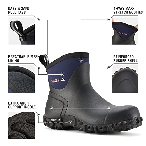 Image of HISEA Men's Rubber Rain Boots Waterproof Ankle Neoprene Garden Shoes