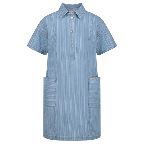 Image of Calvin Klein Girls' Short Sleeve Lightweight Chambray Denim Shirt Dress