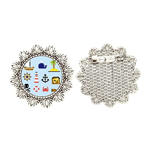 Broche de flor plateada de píxeles ideal para lucir en vestidos de verano