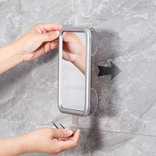 Ettori Shower Mirror Fogless For Shaving- With 4 Suctions, Anti Fog Mirror For Shower, Bathroom, Vanity, Bathtub, Razor Holder For Men #TOP3